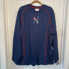Majestic Atlanta Braves Authentic Therma Base Layer Pullover Navy Blue Mens Sz L