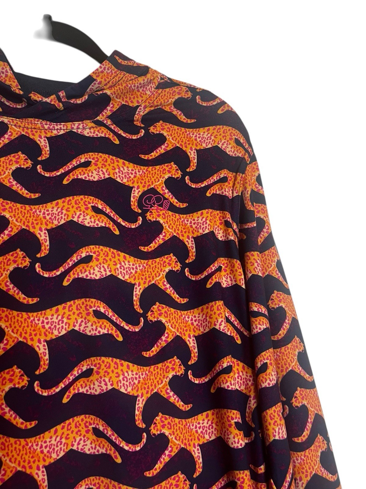 Good Good Golf Men's Pullover Hoodie Small Orange Cheetah Print gallery
