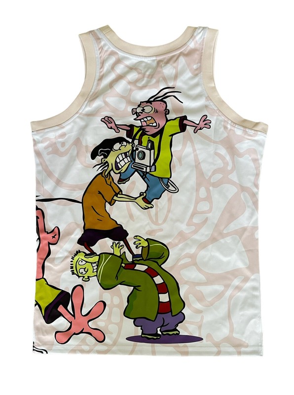 Ed Edd n Eddy Headgear Classics Nostalgia Animated White Pink Jersey Size Medium gallery