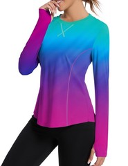 Women’s UPF 50+ Sun Protection Shirts Long Sleeve SPF Shirt with Tthumb Holes…