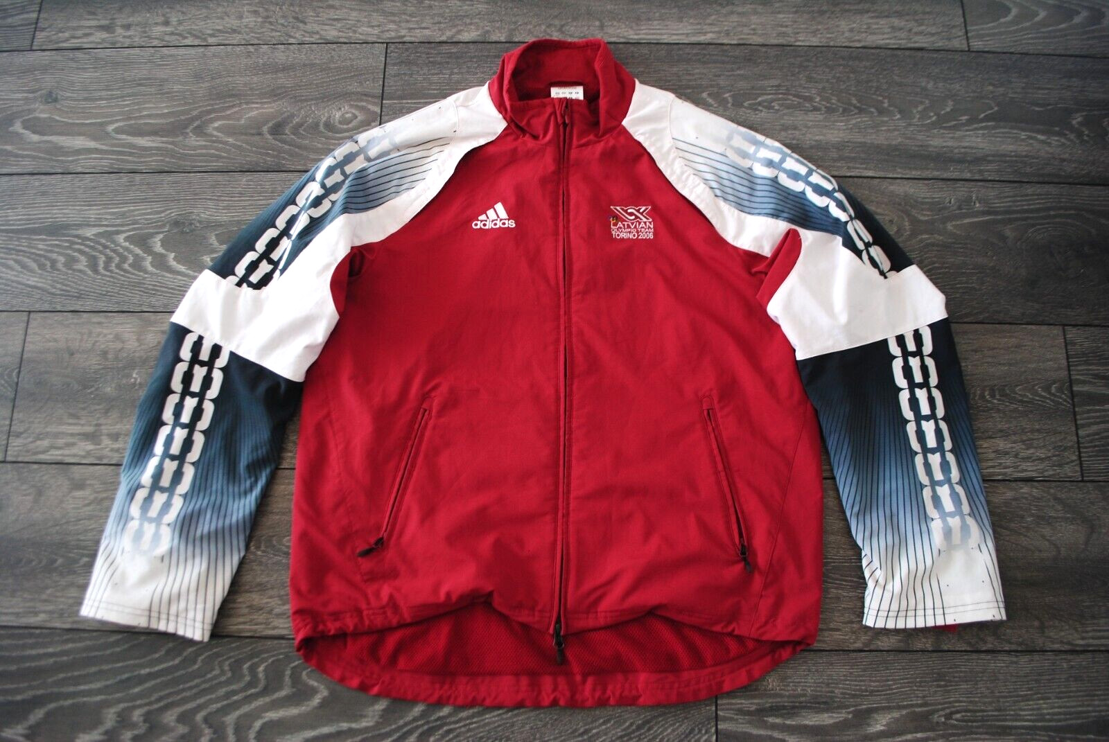 LATVIAN OLYMPIC TEAM TORINO 2006 OLYMPIC GAMES ADIDAS TRACK TOP JACKET SZ 42/44 gallery