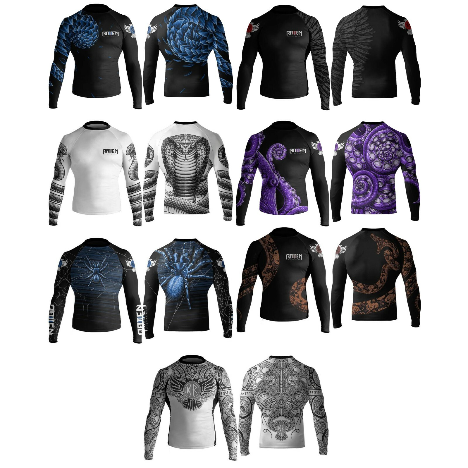 Raven Fightwear Ranked BJJ Men's Long Sleeve Rashguard Various Colours & Styles gallery