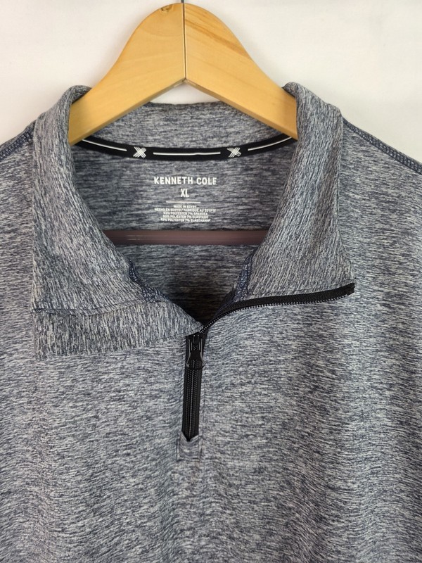 Kenneth Cole Men's Shirt Size XL Blue 1/4 Zip Athletic Long Sleeve Top Pockets gallery