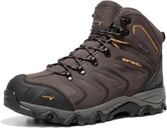 NORTIV 8 Men’s Ankle High Waterproof Hiking Boots 10.5, Brown/Black/Tan