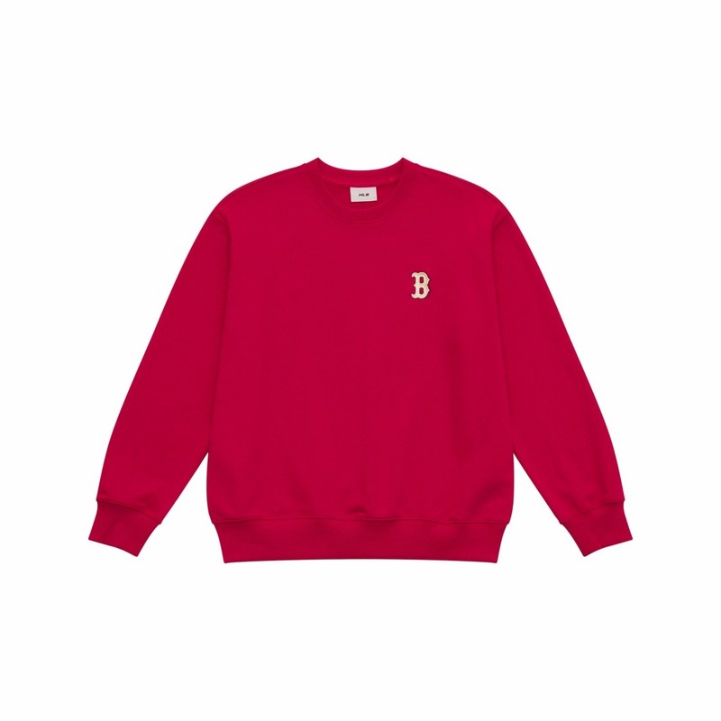 MLB Printed Pattern Solid Color Loose Fit Long Sleeve Sweatshirt Unisex Dark Red gallery