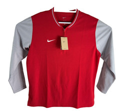 Nike Dri-FIT 1/4 Zip Football Pullover Top Red Gray Men’s Size XL FJ9549-631