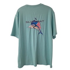 Silver Bait Performance Fishing Shirt Short Sleeve Flag Sailfish UPF50 Large