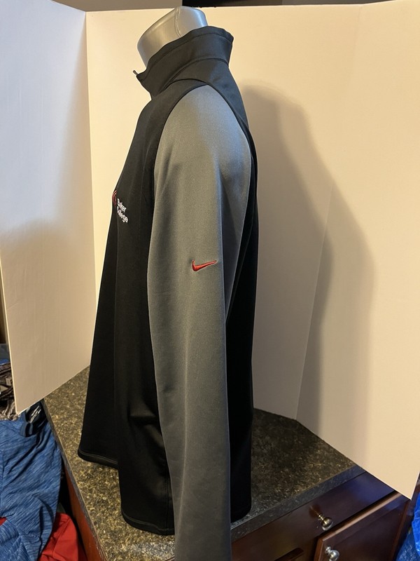 Nike Dri Fit Men’s LS Pullover 1/4 Zip XL Poly Spandex Black Red Baker College gallery