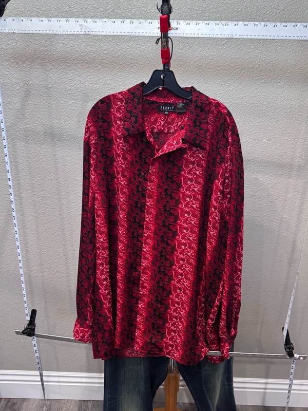 Pronti WILD Red Paisley Micro Poly LONG SLEEVE SHIRT 2XL XXL 18 x 37/38 gallery