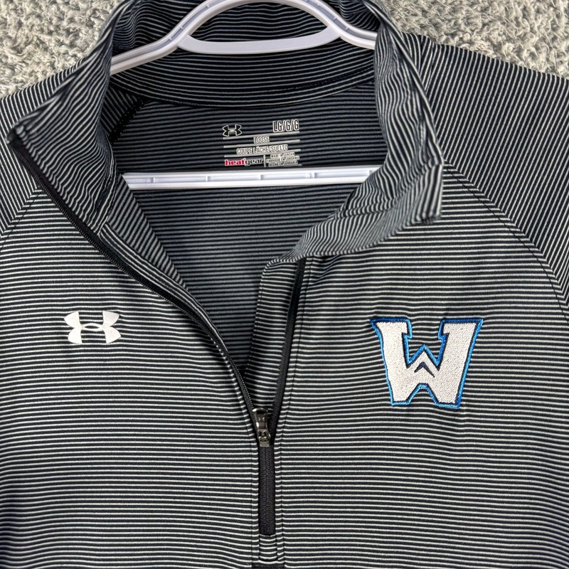 Under Armour Watauga Pullover Mens Large Gray Stripe Heatgear Outdoor Athletic gallery