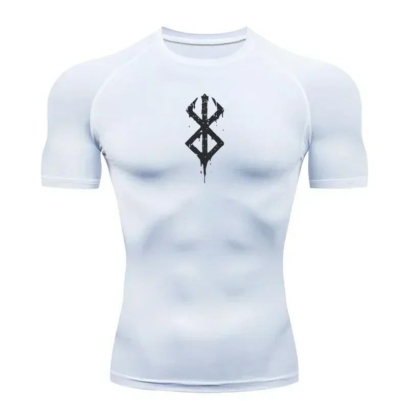 Men's Print Compression Shirts Summer Short Sleeve Rash Guard Gym Workout gallery