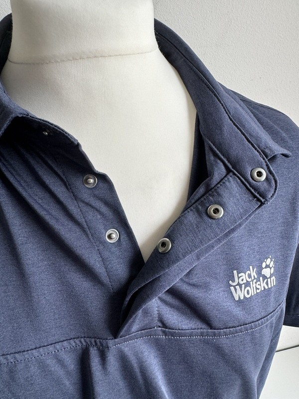 Jack Wolfskin Pique Breathable Quick Drying Men’s Polo Size XL Night Blue 44-46 gallery