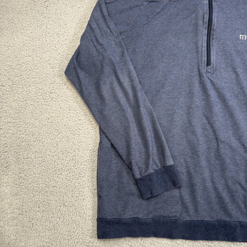 TravisMathew Pullover Mens XL Blue Quarter Zip Golf Sweatshirt Rainier G&CC gallery