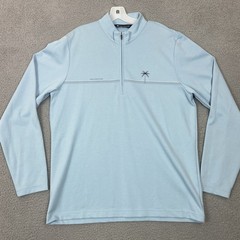 TravisMathew Quarter Zip Pullover Mens Large Blue Golf Performance Stretch Palm