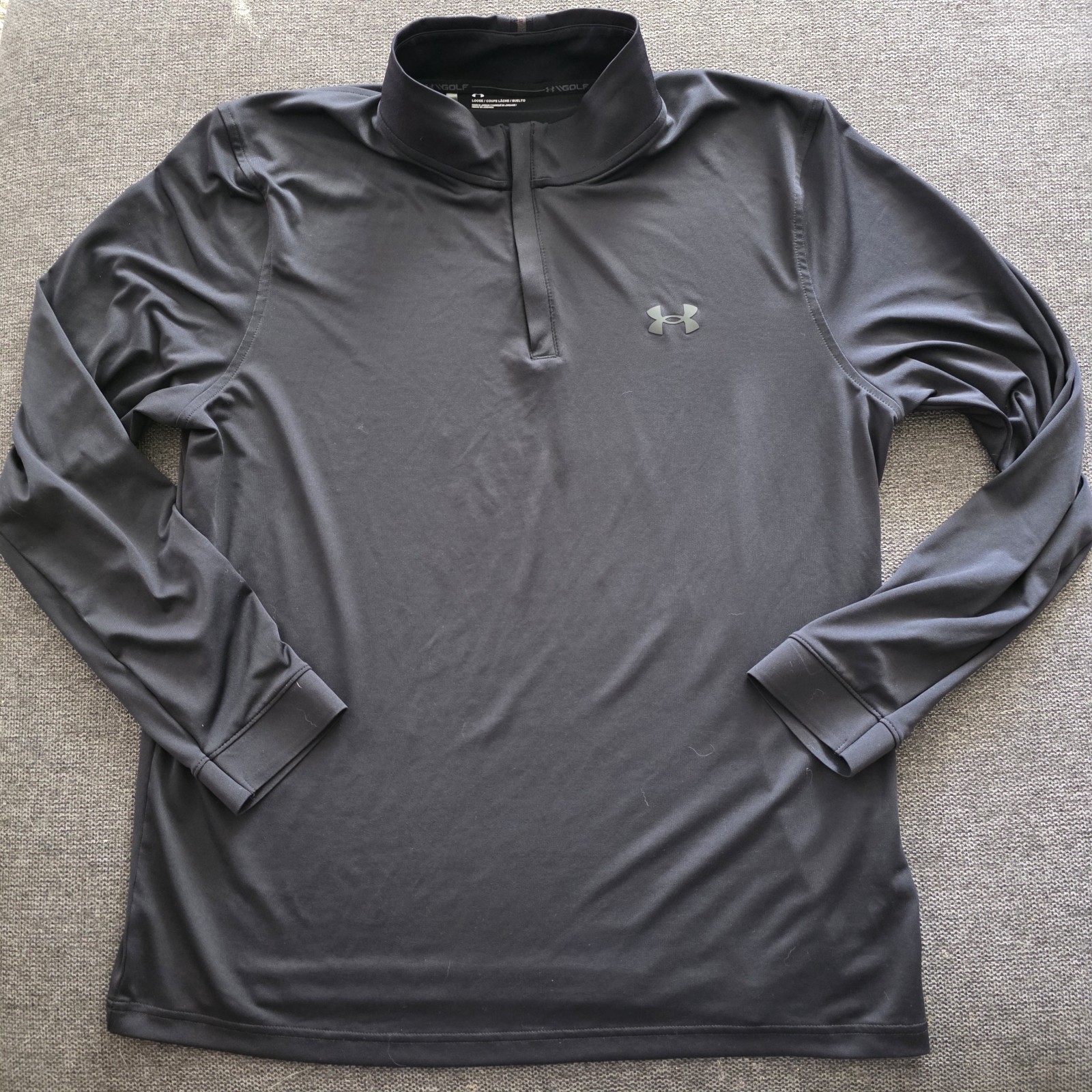 Under Armour Golf Men's L Black Solid Loose 1/4 Zip Mock Neck Pullover gallery