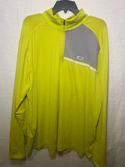 Oakley 1/4 Zip Long Sleeve Performance Pullover Neon Yellow Grey Size XL