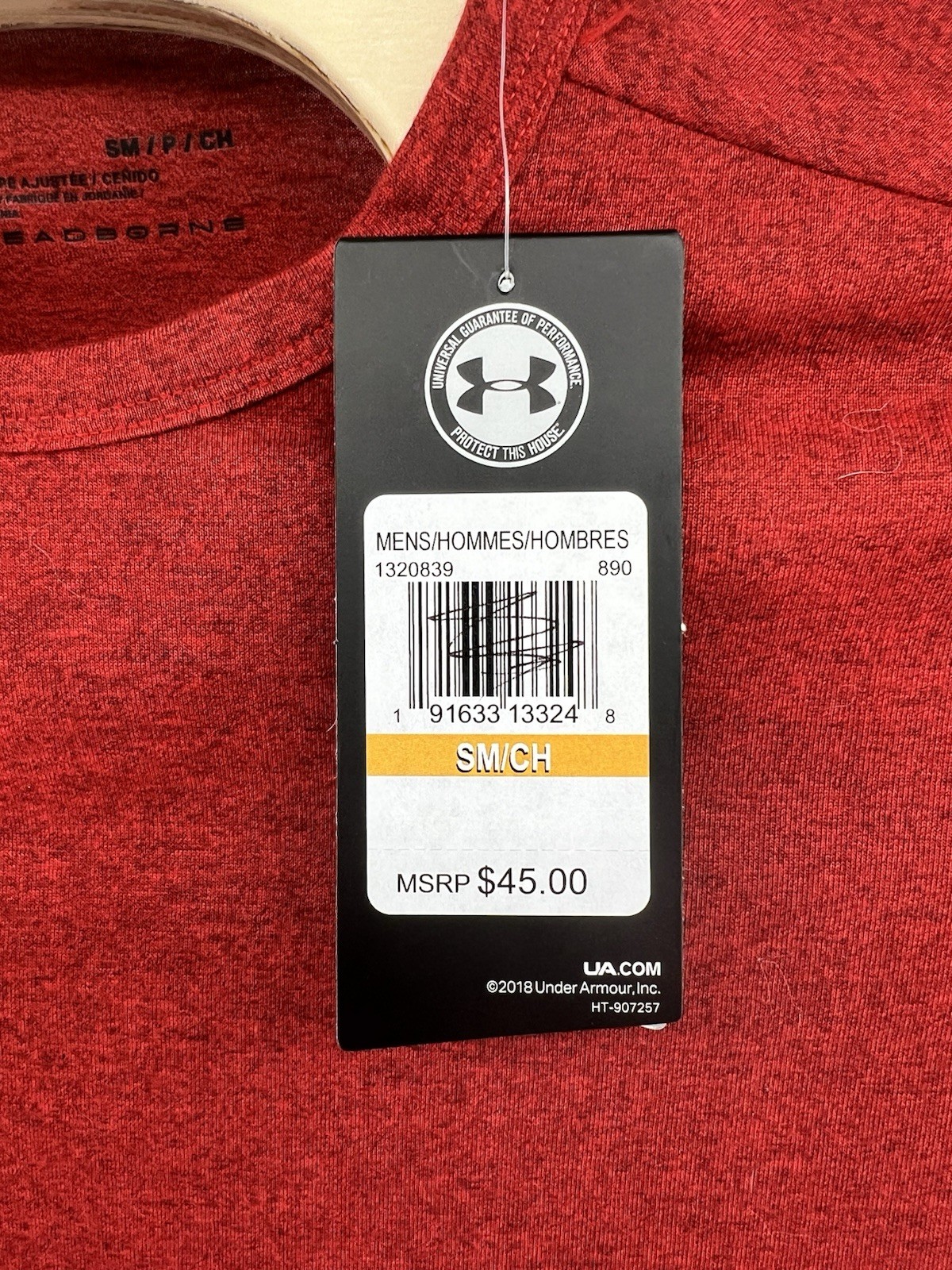 Under Armour Mens Threadborne 3/4 Sleeve Shirt Small Fitted New Red Heather gallery