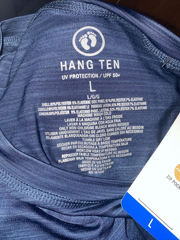 Hang Ten, LS Wicking UV Sun Protection Tee T-Shirt UPF 50+ Large , Blue B6 gallery