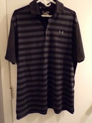 Under Armour Men’s Heatgear Black and Gray Striped Short Sleeve Shirt – Size XL