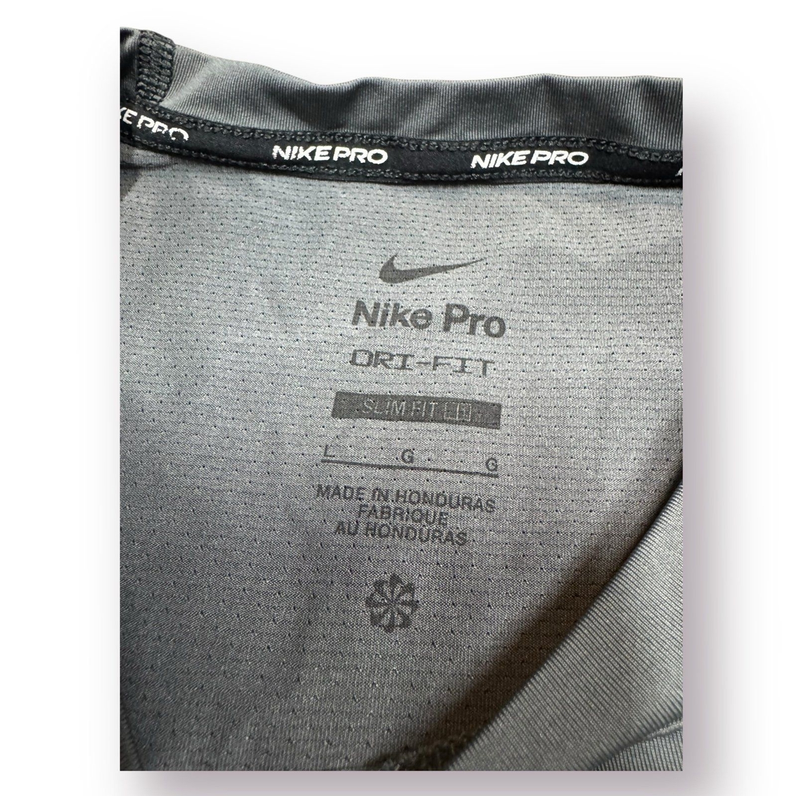 Nike Pro Dri-FIT Men's Short Sleeve Shirt Top Iron Grey Black Size Large gallery