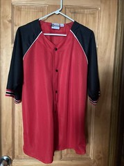 Red Black White Generation One Athletics Short Sleeve Snap Front Jersey Shirt L