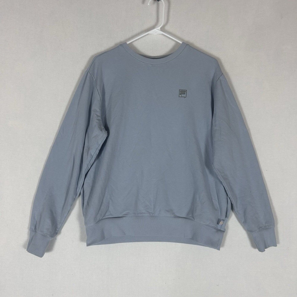 FILA Mens Classic Sweatshirt Size Large Blue Long Sleeve Pullover Pockets Casual