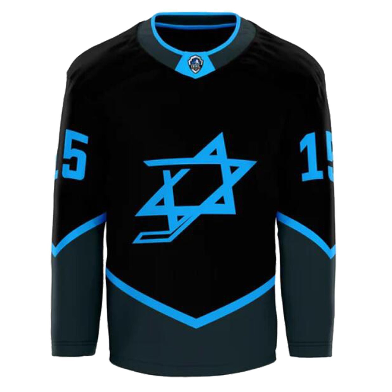Custom Yuval Turner #15 Team Israel Hockey Jersey Black Sewn Any Names gallery