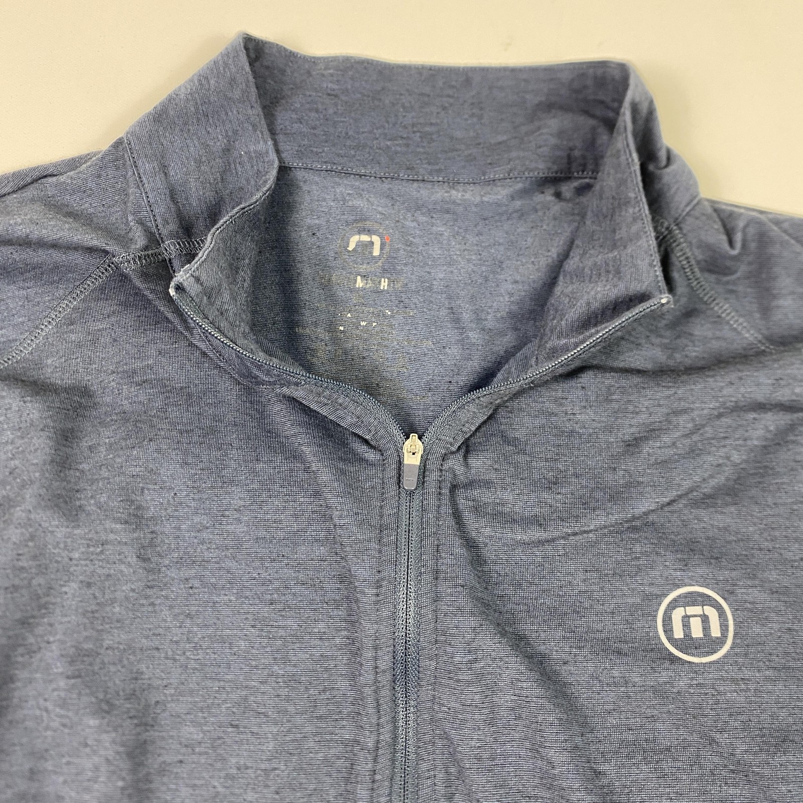 TravisMathew Pullover Mens Large Blue Heather Quarter Zip Golf Stretch Athletic gallery