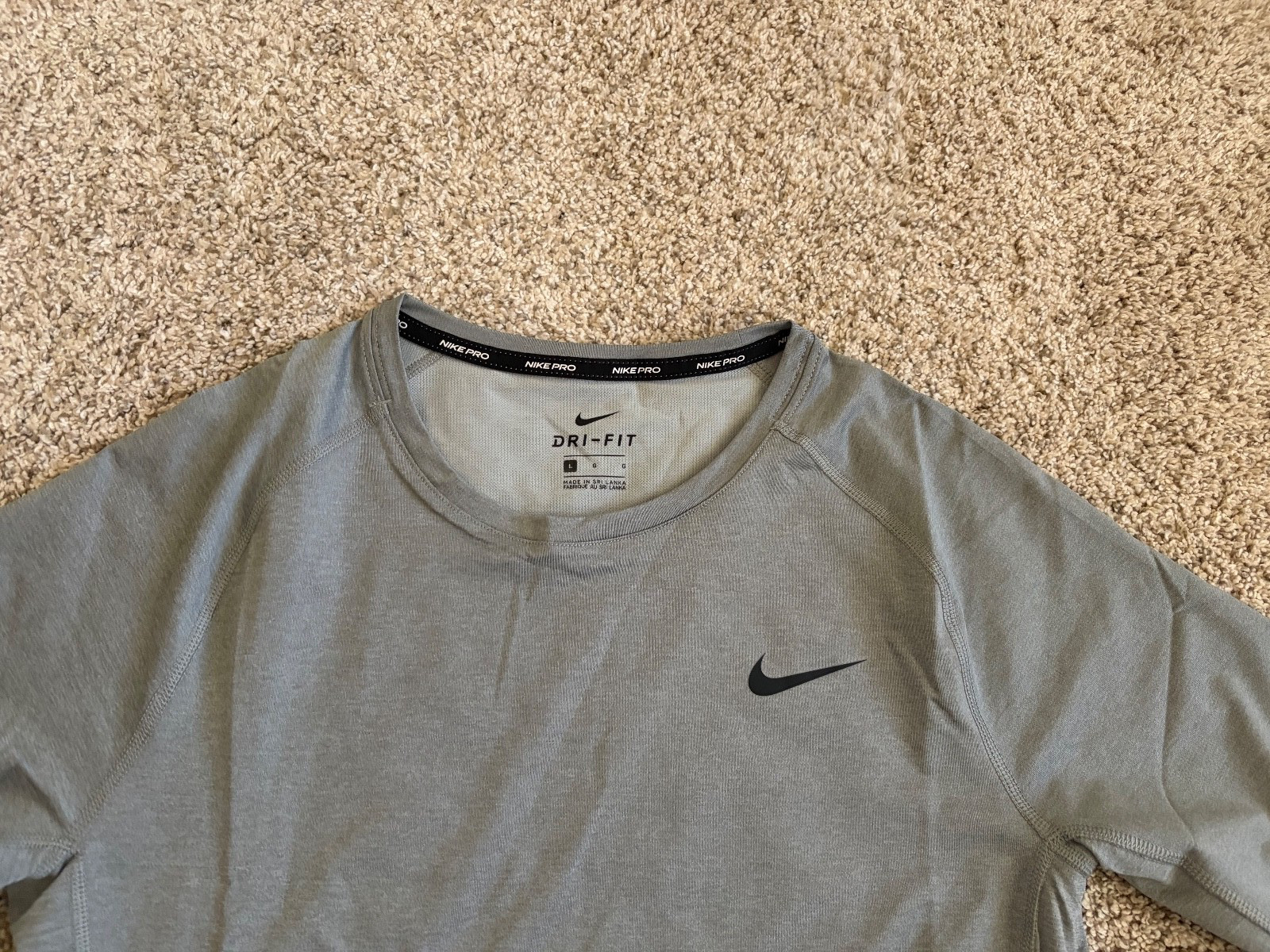 NWT NIKE Pro Mens Gray Training Activewear Shirt Top L gallery