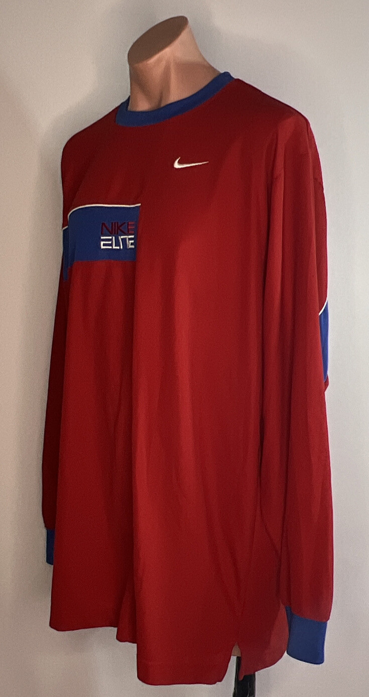 Nike Dri-Fit Red White Blue Long Sleeve T-Shirt Basketball ELITE XXL Jersey gallery