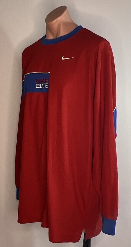 Nike Dri-Fit Red White Blue Long Sleeve T-Shirt Basketball ELITE XXL Jersey gallery