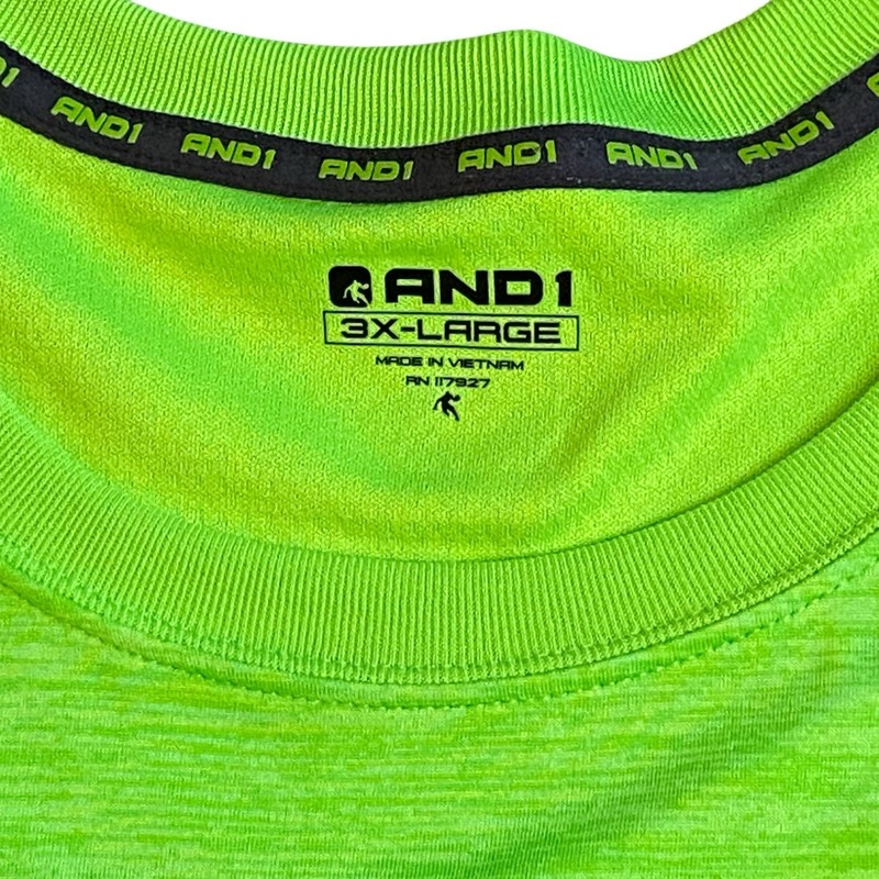 AND1 Neon Green “Stop Sweating Me” Performance Tee Big Men’s Size 3X Large gallery