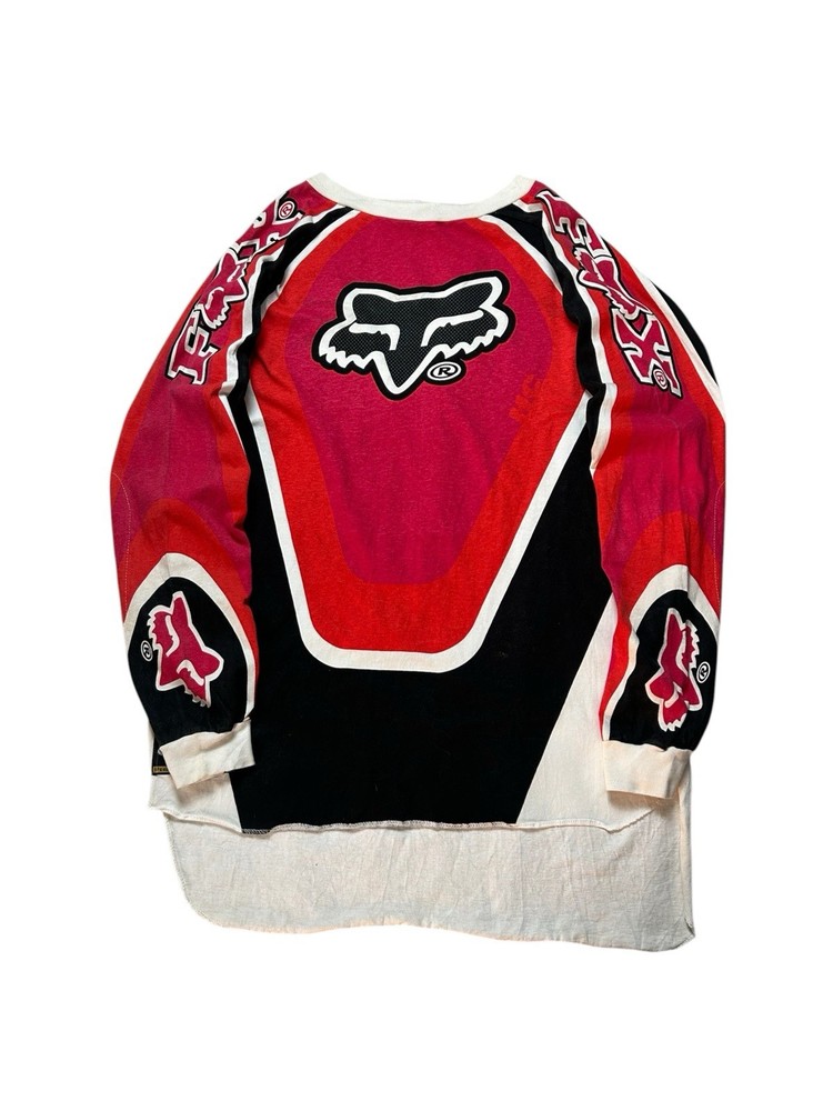 Vintage Fox Racing HC Motocross Jersey Red Black Long Sleeve Cotton Size Large