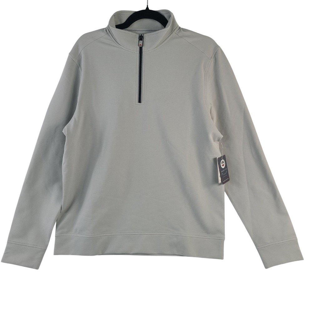 NEW Flag & Anthem Madeflex Light Grey Quarter-Zip Pullover Built-In Stretch Sz M