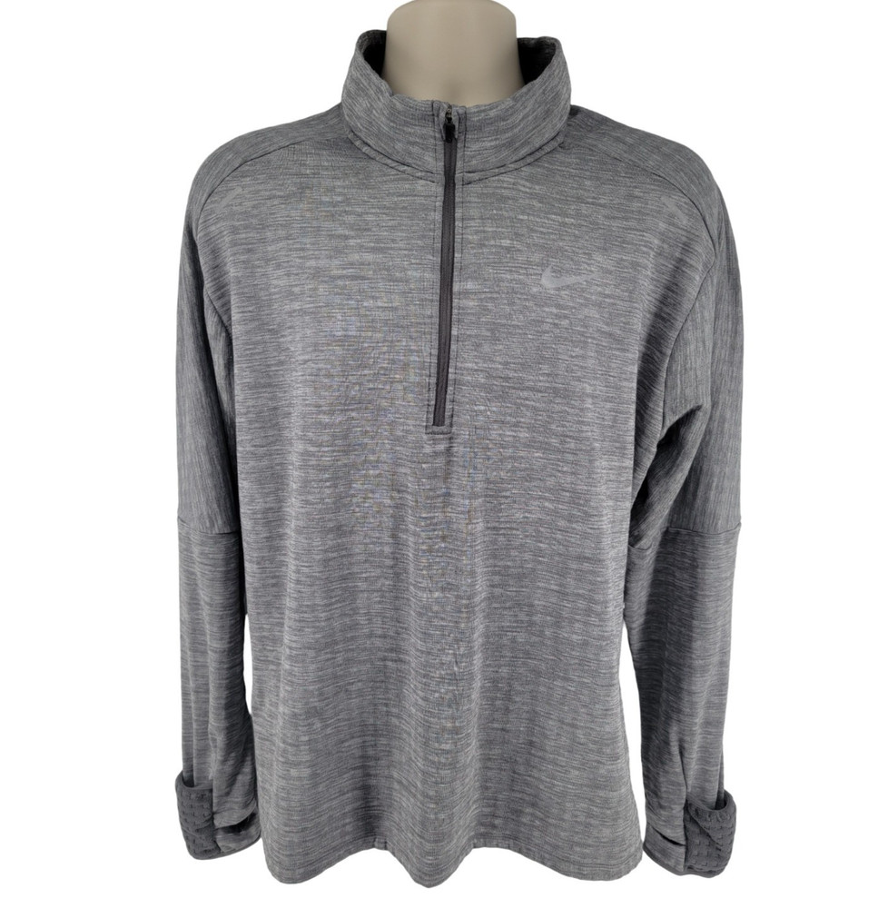 Nike Sphere Element Therma-Fit 1/2 Zip Pullover Mens L Heather Grey Running Top