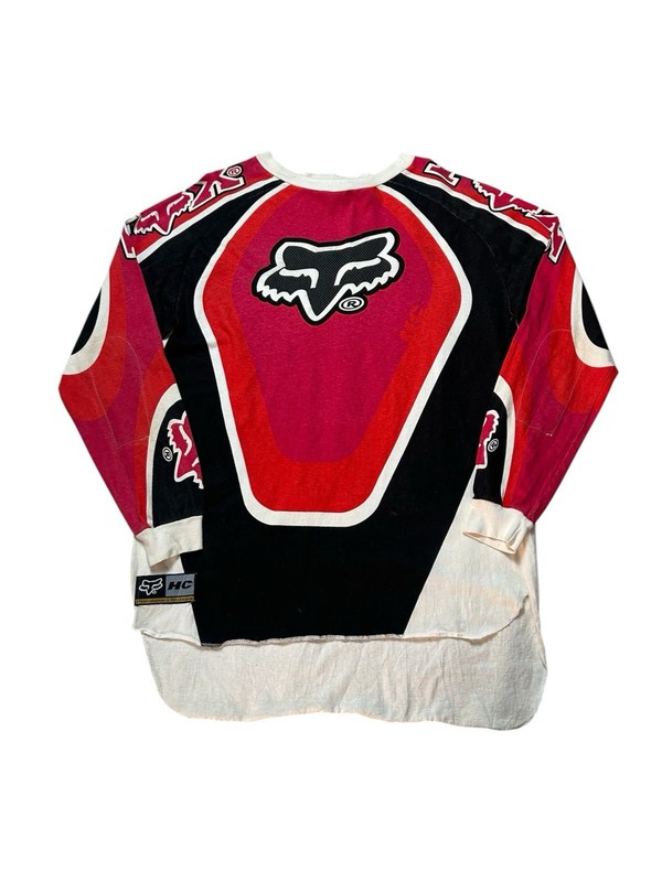 Vintage Fox Racing HC Motocross Jersey Red Black Long Sleeve Cotton Size Large gallery