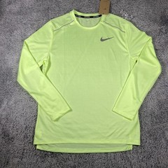 Nike Dri-Fit Miler Running LS Shirt Size Large Men Barely Volt AJ7568-703