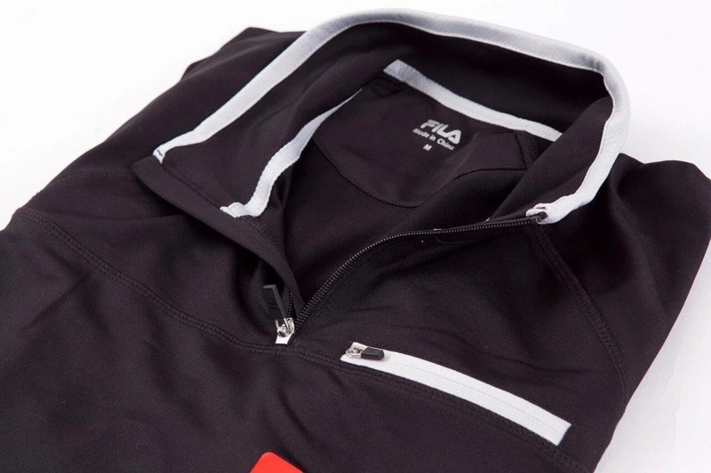 FILA MENS BLACK GRAY 1/4 ZIP PULLOVER CASUAL SPORTS ATHLETIC SWEATER SHIRT L NEW gallery