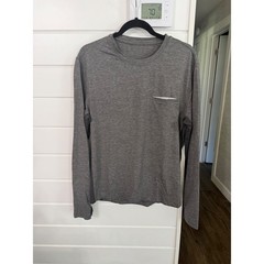 Lululemon Mens Long Sleeve Performance Pocket Shirt Heathered Grey Medium PTP 21