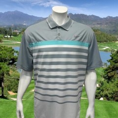 Nike Golf Tour Performance Dri Fit Gray White Green Stripe Men’s Polo Shirt XXL