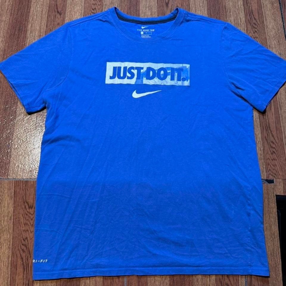 Nike Blue Center Swoosh Retro Tech Sportswear Running Train Shirt Fits Medium gallery