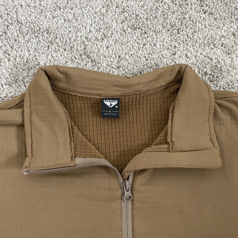 Condor L Men’s Base II Zip Pullover Breathable Grid Fleece Tactical Shirt Brown gallery