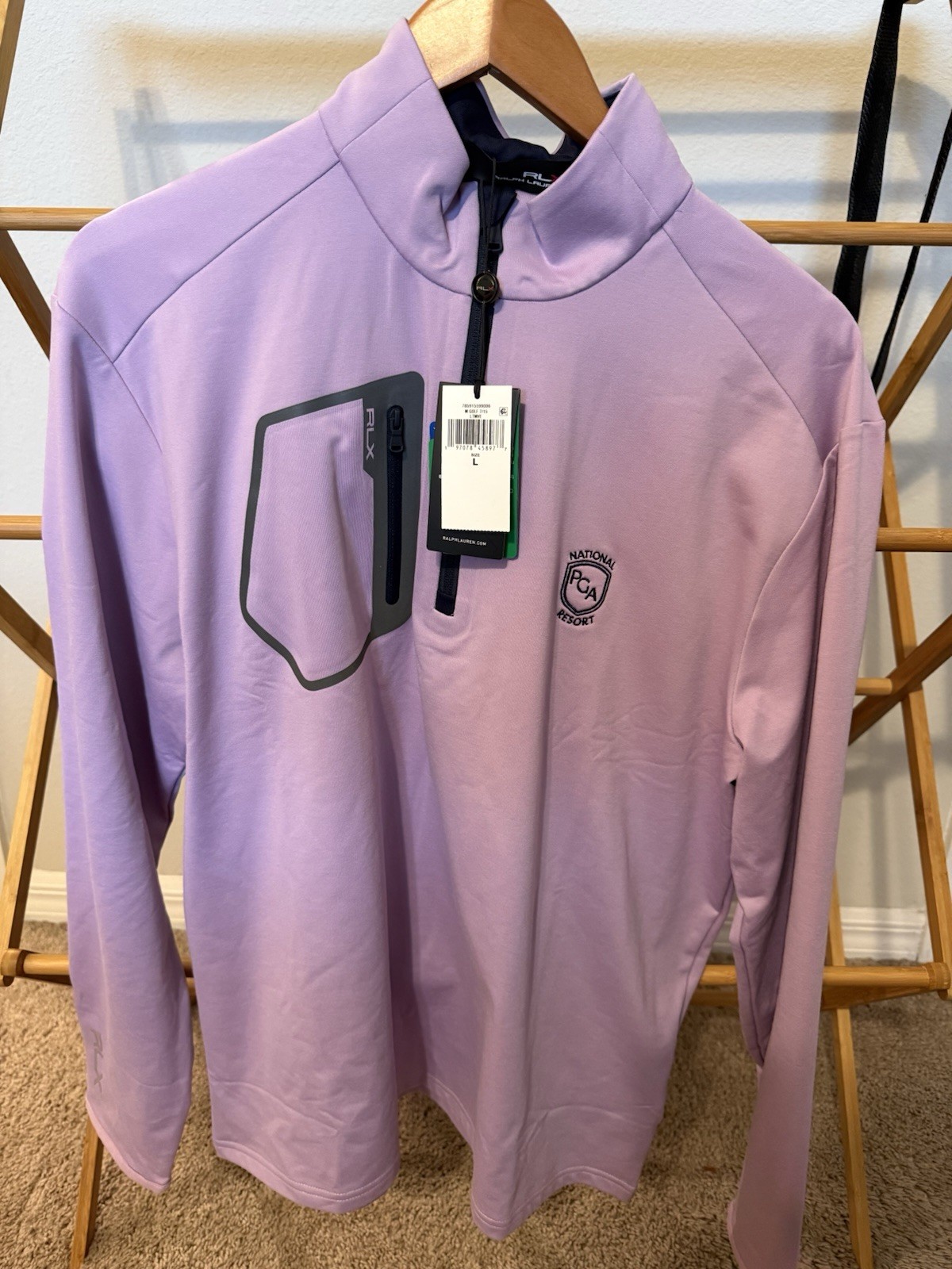 RLX Ralph Lauren 1/4 Zip Luxury Performance Pullover Lavender NWT Men’s L gallery