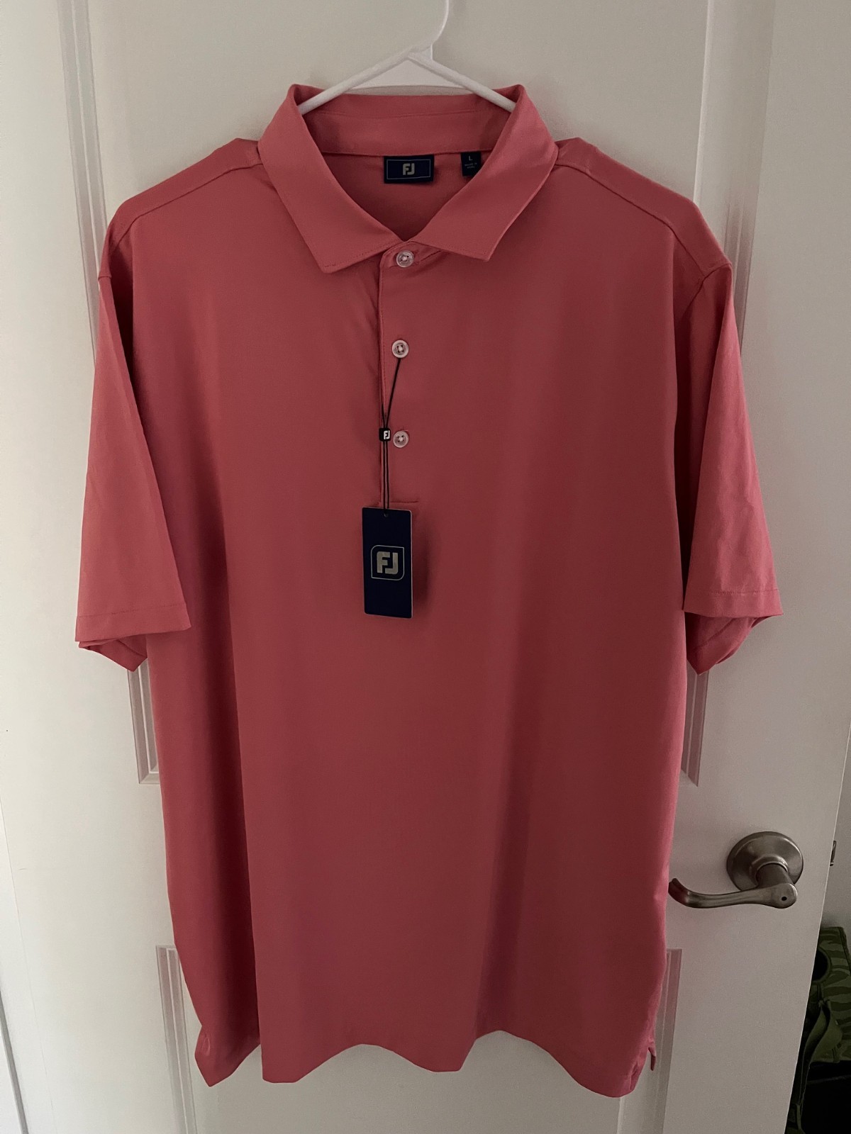 NWT FootJoy Men's Golf Polo BL Solid Shirt Flamingo Pink Size Large 33331 gallery