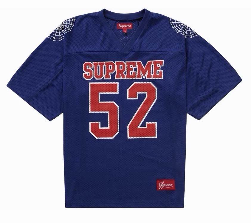 Supreme Spiderweb Football Jersey Navy Size Large gallery