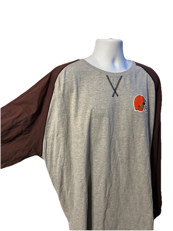 Cleveland Browns Long Sleeve Pullover Shirt Men 5XL Gray Brown Fanatics Helmet gallery