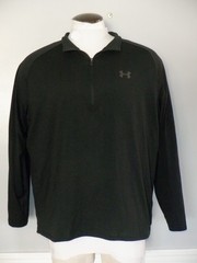 EUC! Men’s UNDER ARMOUR LOOSE HEATGEAR Sz XXL Black 1/4 Zip LS Polo Shirt