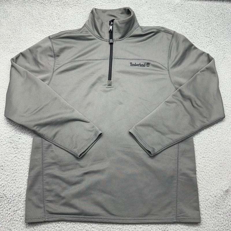 Timberland 581E110 Mens Medium 1/4 Zip L/S Gray M Tech Fleece Pullover Shirt gallery