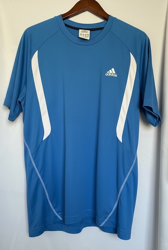 Adidas Performance Blue Athletic Shirt Men’s Short Sleeve Shirt, Large gallery