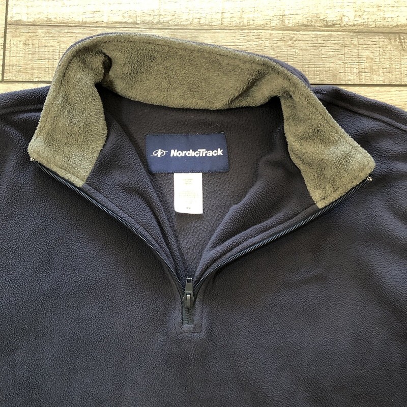 Nordic Track Pullover Mens Size Medium Blue & Gray Long Sleeve 1/4 Zip Logo gallery